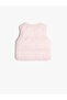 Quilted Vest with Round Collar and Snap Pockets - 2