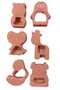Set of 12 6 Animal Figures + 6 Shaped Serving Cookies and Candy Dough Mold Set Hard Plastic Material - 6
