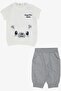 9 Months-3 Years Baby Boy Capri Set - Cute and Embroidered, Ecru
