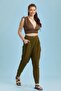 Elastic Waist Pleated Khaki Summer Trousers - 3