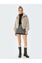 Faux Fur Jacket with Stand Collar Zippered Pocket Detail - 2