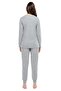 3981 Women's Gray Melange Round Neck Long Sleeve Pajama Set -Grimelange - 3