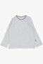Baby Boy Long Sleeve T-Shirt Placket Striped 9 Months-3 Years, Light Gray Melange