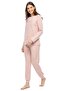 3981 Women's Pink Melange Round Neck Long Sleeve Pajama Set -Pinkmelange - 2