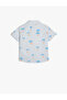 Shirt Palm Printed Short Sleeve Pocket Detailed Cotton - 2