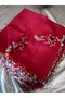 Handmade Crystal Drop Stone Beaded Writing, Cheesecloth Yemeni, Scarf, 4 Edge-Embroidered - 4