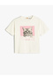 Cat Printed Cotton Short Sleeve T-Shirt - Crew Neck