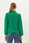 Women's Green Double-Breasted Blouse with Elastic Sleeves and Waist, Collared Arm-25K001041 - 5