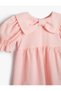 Balloon Sleeve Bow Baby Collar Dress - 3