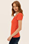 Women's Red V-Neck Basic T-Shirt 50246286-Vr213 - 3