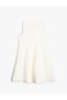 Midi Dress Sleeveless Round Neck Stone Detailed Viscose Fabric - 2