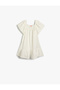 Dress with Gipe Detail, Square Collar, Textured Ruffles