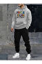 Unisex New Season Cotton Hooded Sweatshirt Sweatpants 2Li Set