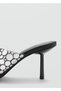 Metallic Embellished Heeled Sandals - 5