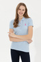 Women's Light Blue Basic Polo Neck T-Shirt 50255457 -Vr003 - 2