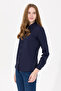 Women's Navy Blue Long Sleeve Basic Shirt 50256721 -Vr033 - 3