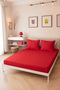 Luxury Hotel Type Double Elasticated Striped Satin Duvet Cover Set with Sheets Red Color - 2