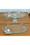 Set of 2 Pasabahce Crystal Metal Legs Silver Oval Plain Cake Presentation Cookie Holder - 3