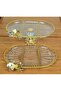 Pack of 2 Pasabahce Crystal Metal Legs Gold Gilded Oval Compartment Cake Presentation Dispenser