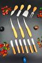 6 Butter, Jam, and Chocolate Knives 3 Steel Serrated Kitchen Knives 4 Cheese Knives Bamboo - 3