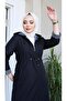 معطف أسود مخطط كامل الطول - 7