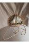 Women's Gold Metal Oyster Seashell Model Evening Dress and Special Occasion Portfolio Chain Strap Bag - 3