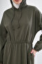 Women's 2 Thread Long Dress with Drawstring Waist, Hood and Pockets - 8
