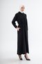 Women's 2 Thread Long Dress with Drawstring Waist, Hood and Pockets - 2