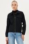 Black Shirt Collar Women's Coat with Zipper and Pockets - Elastic Waist, Arm-25K 001055 - 6
