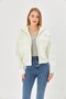 Women's Steel Knit Zippered Knitwear Coat Women's Coat 4309 Ecru