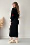Black Heart Patterned Sweater and Dress Set - 4