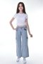 Girl's 100% Cotton Cargo Model Wide Leg Wide Leg Cotton Denim Pants - 5