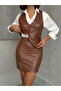 Buttoned Leather Vest - Tan |   Vmf1503 - 4