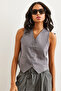 Women's Smoked Lined Fleto Pocket Woven Vest Ylk- 19000041 - 2