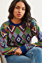 Women's Navy Blue Kilim Pattern Knitwear Sweater Kzk-19000869