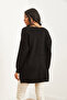Women's Black V-Neck Basic Knitwear Sweater with Side Slits Kzk-19000868 - 6