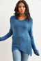 Women's Indigo Verev Braided V-Neck Thessaloniki Sweater Kzk-19000867 - 4