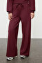 Bordo Relaxed/Rahat Kalıp Wide Leg/Geniş Paça Örme Sweatshirt Alt Eşofman Takımı TWOAW25EM00004 - 3