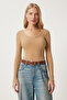 Women's Biscuit V-Neck Ribbed Lycra Knitted Blouse GT00057 - 4