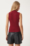 Women's Claret Red Turtleneck Cotton Knitted Blouse GT00004 - 6