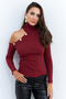 Women's Burgundy One Shoulder Open Camisole Fisherman Blouse Ey2947 - 6