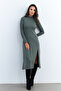 Women's Khaki Turtleneck Midi Dress Hor15 - 3