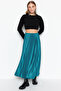 Emerald Green Pleated Maxi Stretchy Knit Skirt TWOSS24ET00041 - 4