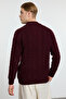 Bordo Unisex Fermuarlı Yarım Balıkçı Saç Örgü Triko Kazak TMNAW21KZ0737 - 5