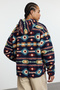 Lacivert Unısex Oversize/Geniş Kesim Desenli Şerpa Polar/Peluş Kapüşonlu Sweatshirt TMNAW25SW00147 - 5