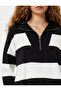 Half Zipper Sweater Knitwear Long Sleeve Color Block - 5