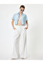 Crop Shirt with Pocket Detail, Short Sleeves, Buttoned, Classic Collar - 2