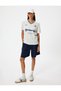 Cotton Short Sleeve V-Neck T-Shirt - College Printed - 2