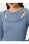 Double Collar Detailed T-Shirt Long Sleeve Ribbed - 5
