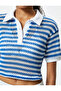 Crochet Polo Neck T-Shirt Crop Short Sleeve Button Detailed - 5
